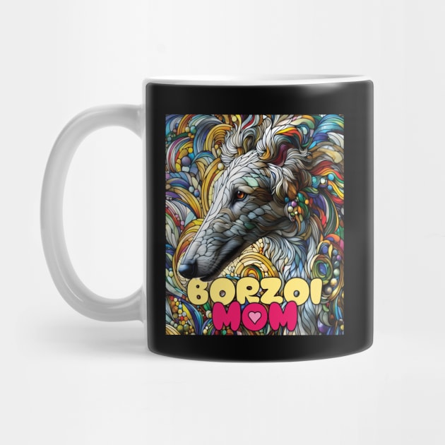 Borzoi mom, stained glass. I love borzois. by MrPila